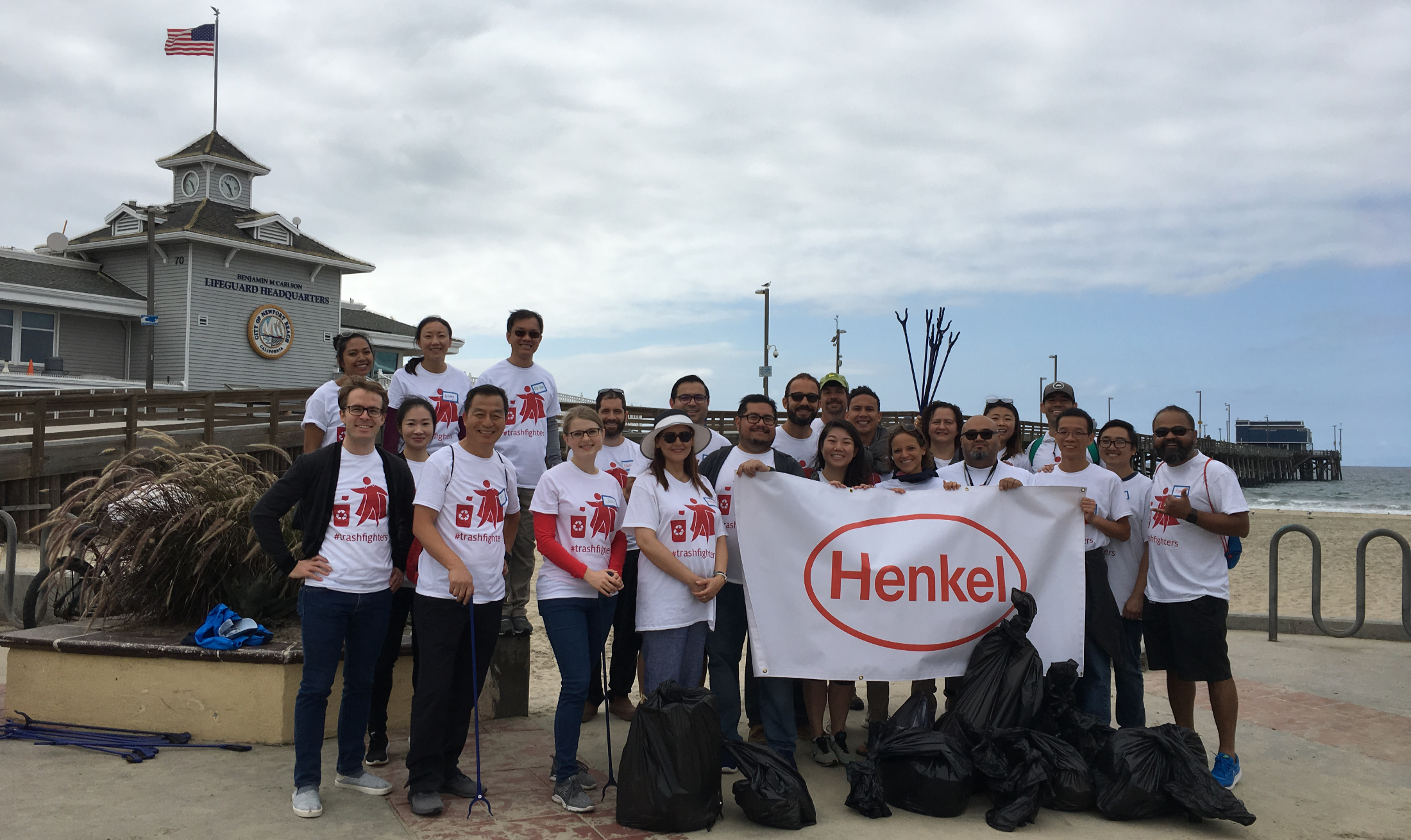 Employees in Irvine, CA collected trash and inspired beachgoers to join in the effort along a one-mile stretch at Newport Beach.