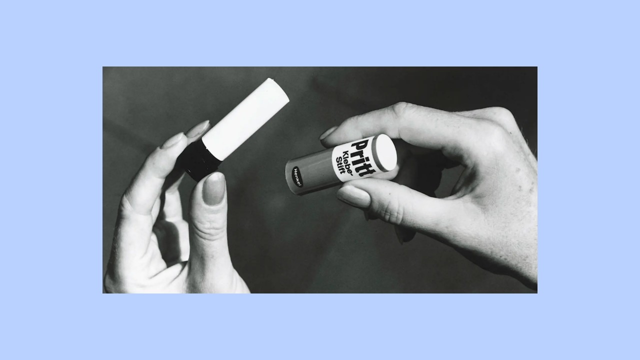 Early Pritt glue stick with the cover removed