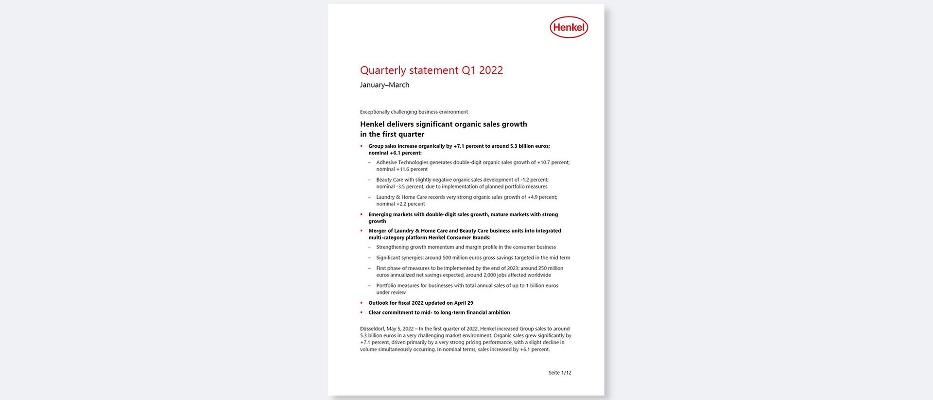 Quarterly Statement Q1 2022