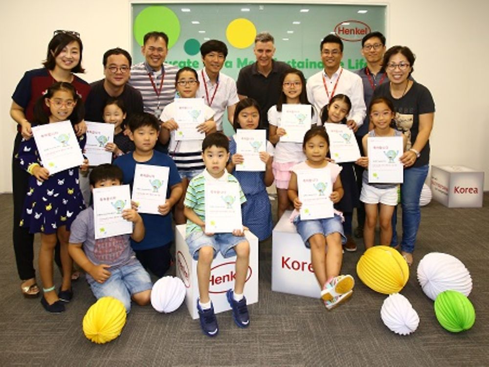 The participants of the School Project – a special sustainability class for employees' children at Korea office.
