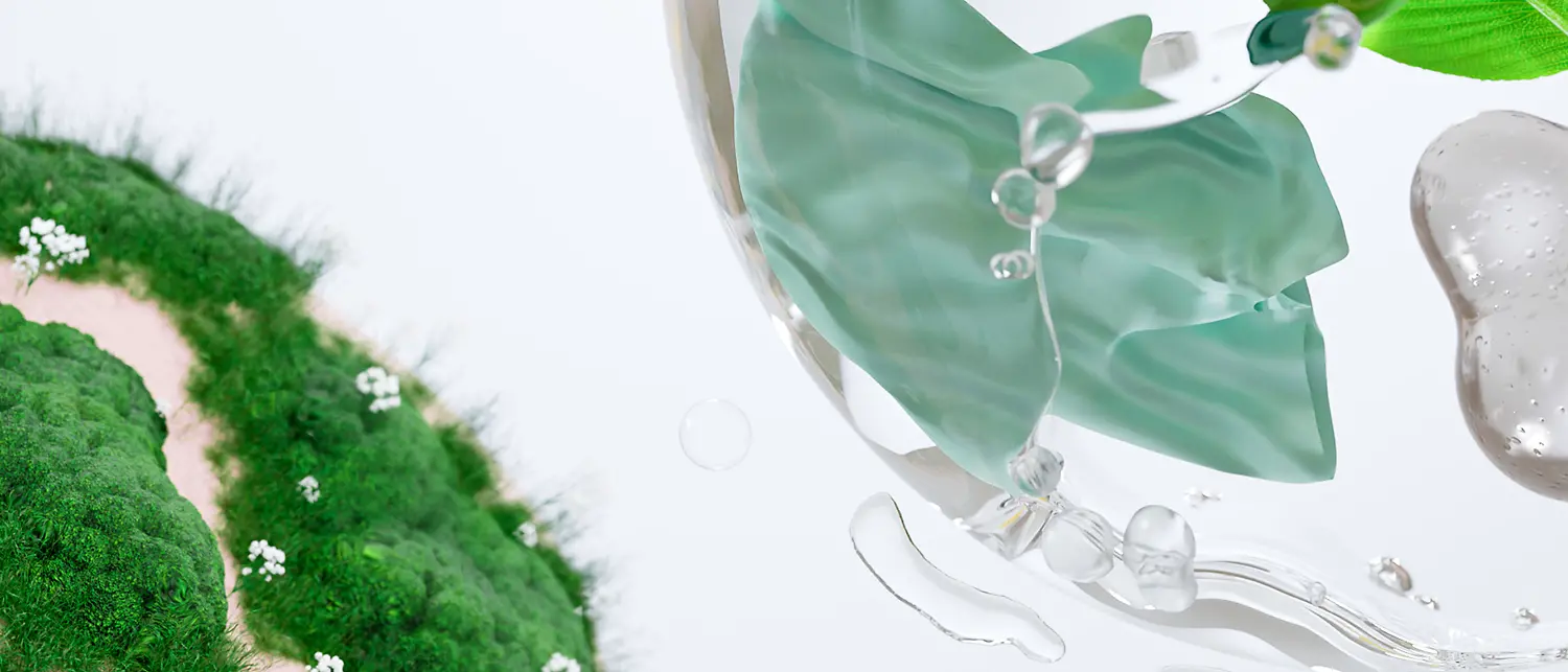 A CGI image of different natural elements inside a sphere symbolizing biodiversity.