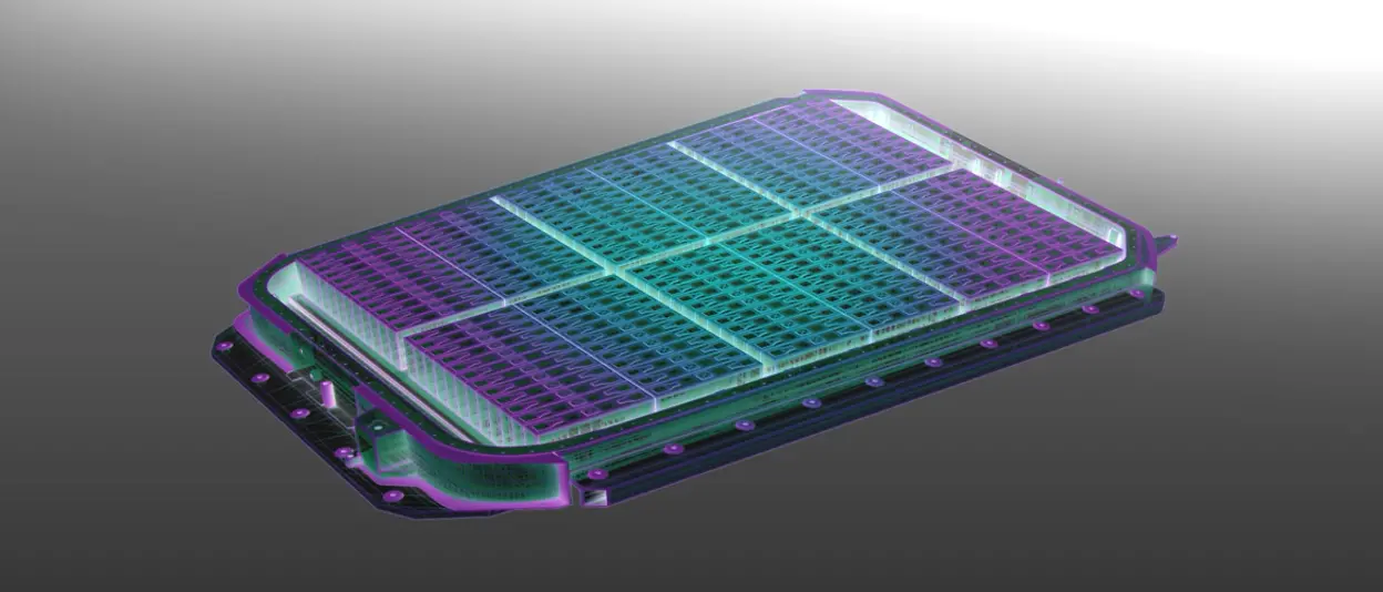 A virtual image of an electric vehicle battery