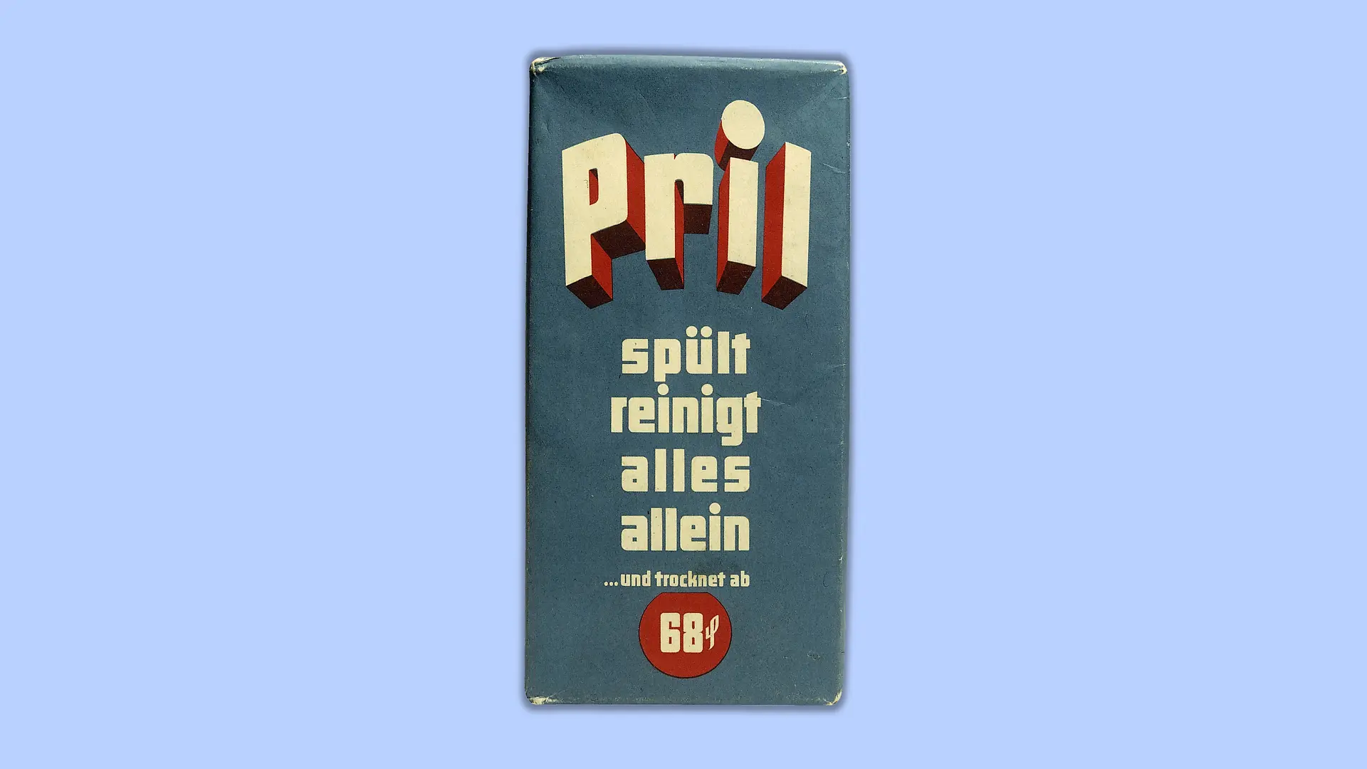Un paquet bleu de Pril en poudre datant de 1951.