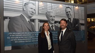 Dr. Konrad Henkel, grandson of the company's founder Fritz Henkel, was born 100 years ago on October 25. At the exhibition opening: Dr. Simone Bagel-Trah, Chairwoman of the Shareholders’ Committee and the Supervisory Board, and Henkel CEO Kasper Rorsted.