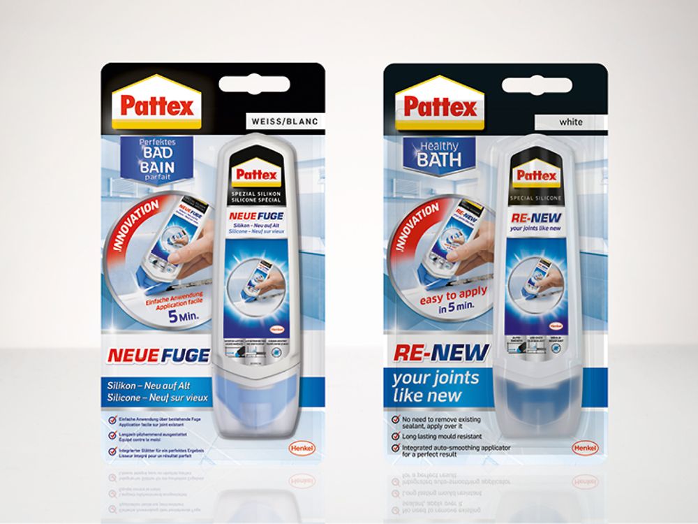 

Pattex Re-New makes bathroom silicone joints look as good as new – without any need to replace the old sealant.