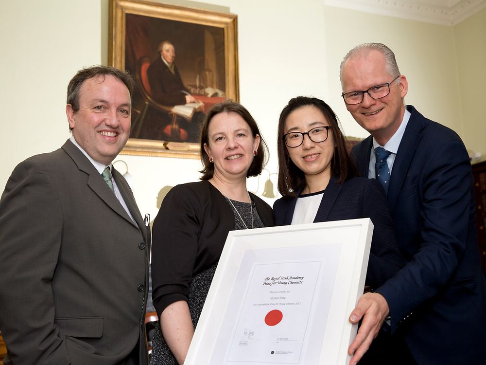 Dr. Junsi Wang, Ph.D. Chemistry graduate of Trinity College Dublin, has won the Royal Irish Academy’s Young Chemist Prize 2017.
