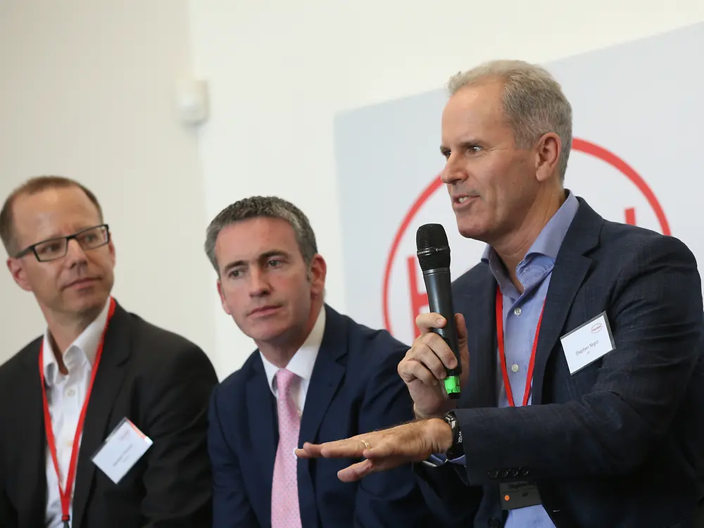 Stephen Nigro of HP during the panel discussion (to his right are Damien English, Government Minister, and Kersten Heuser of Siemens)