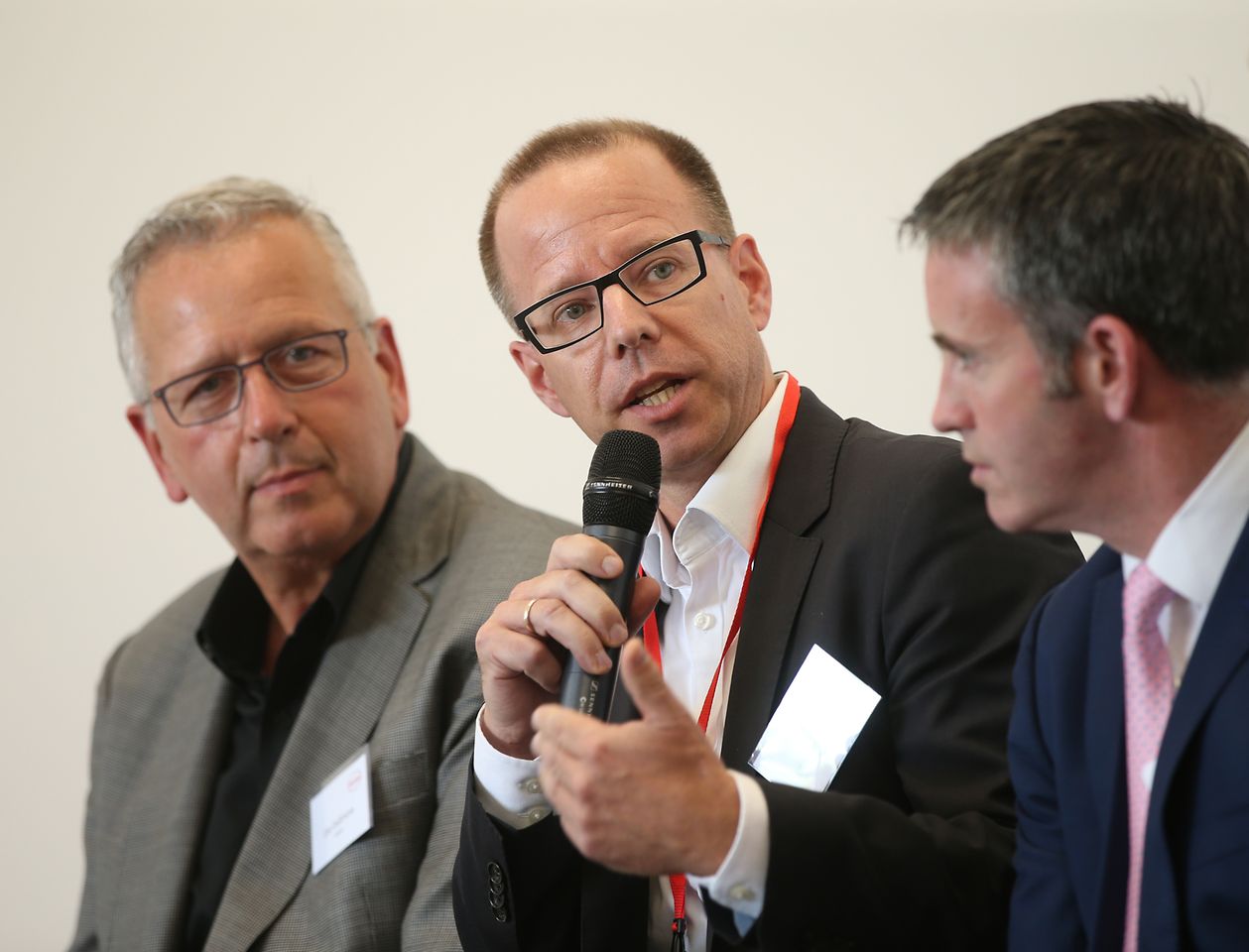 Kersten Heuser of Siemens during the panel discussion (to his right is Joe DeSimone of Carbon and to his right, Government Minister Damien English)