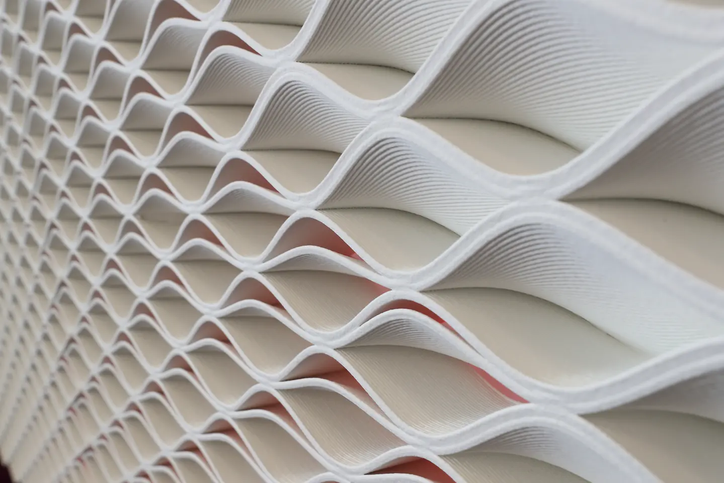 The 3D Printed wall in the Henkel Innovation and Interaction Centre, made from Loctite products and designed by Jennings Design Studio, Dublin and Aectual, Netherlands