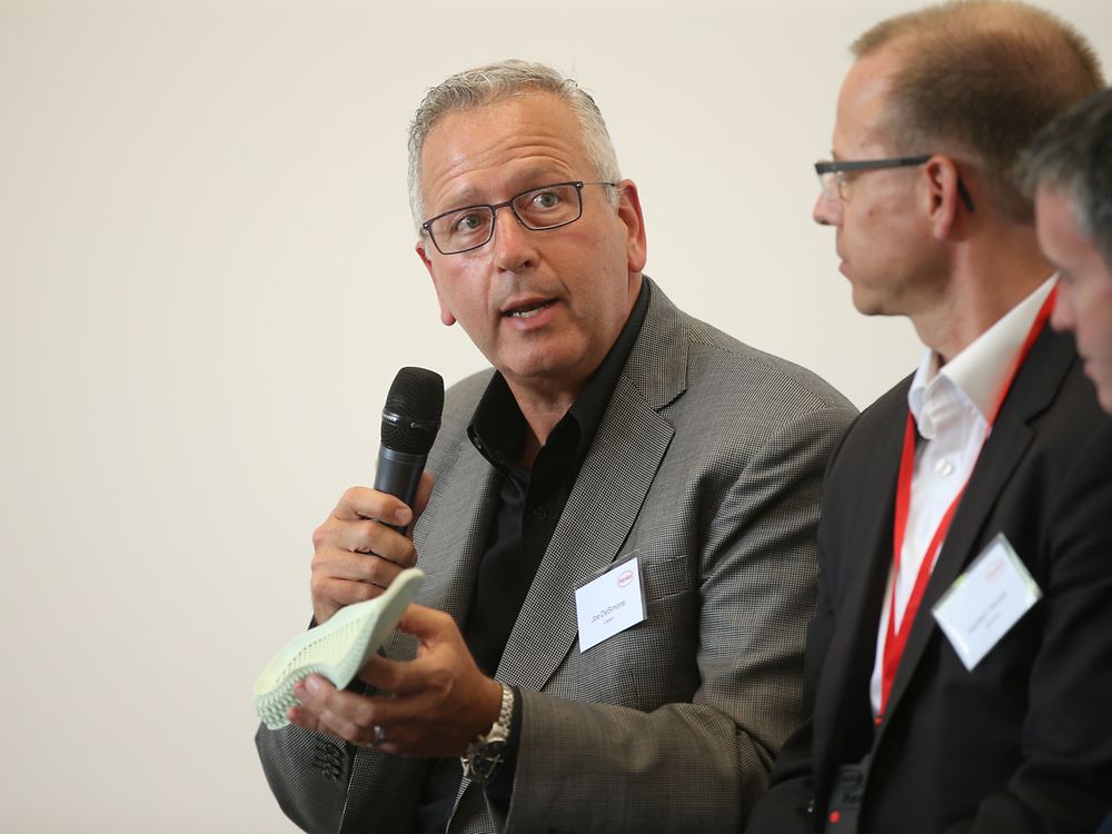 Joe DeSimone of Carbon during the panel discussion (to his left are Kersten Heuser of Siemens, and Damien English, Government Minister)
