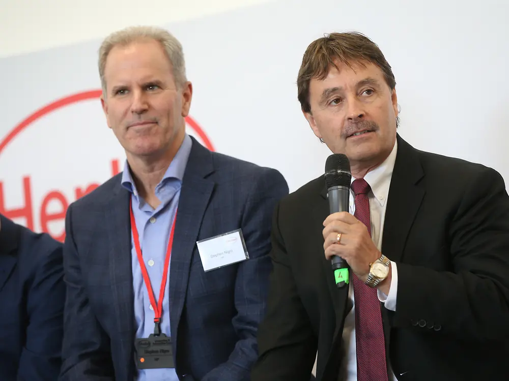 Jerry Perkins of Henkel during the panel discussion (to his right is Stephen Nigro of HP)