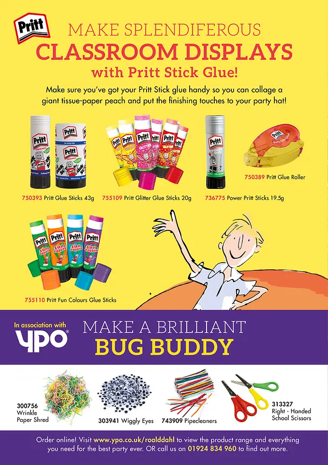 Pritt getting ready to party on Roald Dahl Day