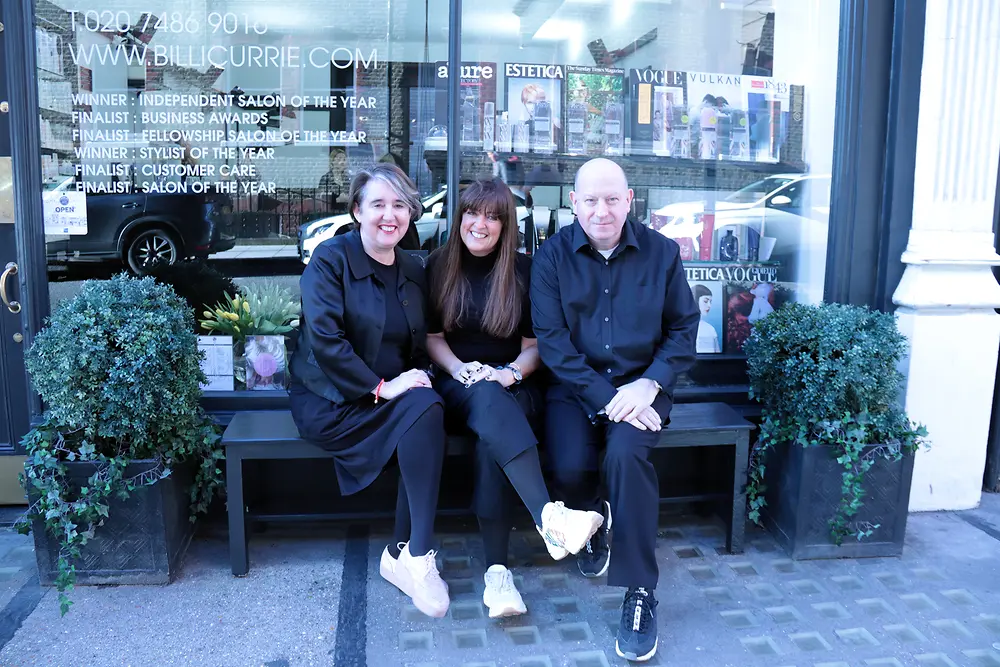 Debbie G, Lesley Jennison and Billie Currie outside the prestigious salon in Marylebone, London