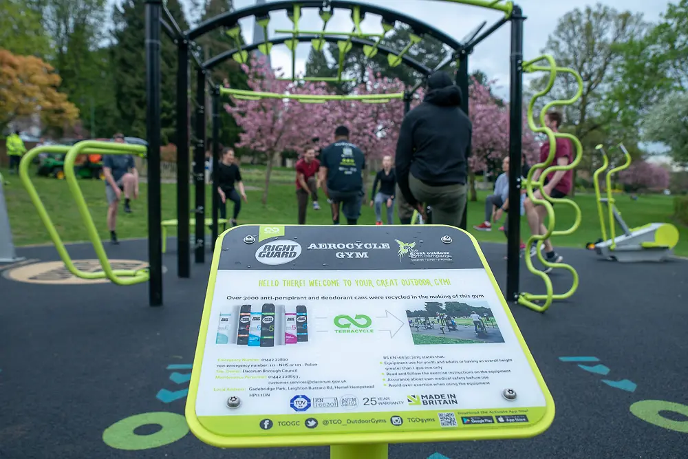 Infopanel in Hemel Hempstead’s Right Guard AEROCYCLE gym in Gadebridge Park