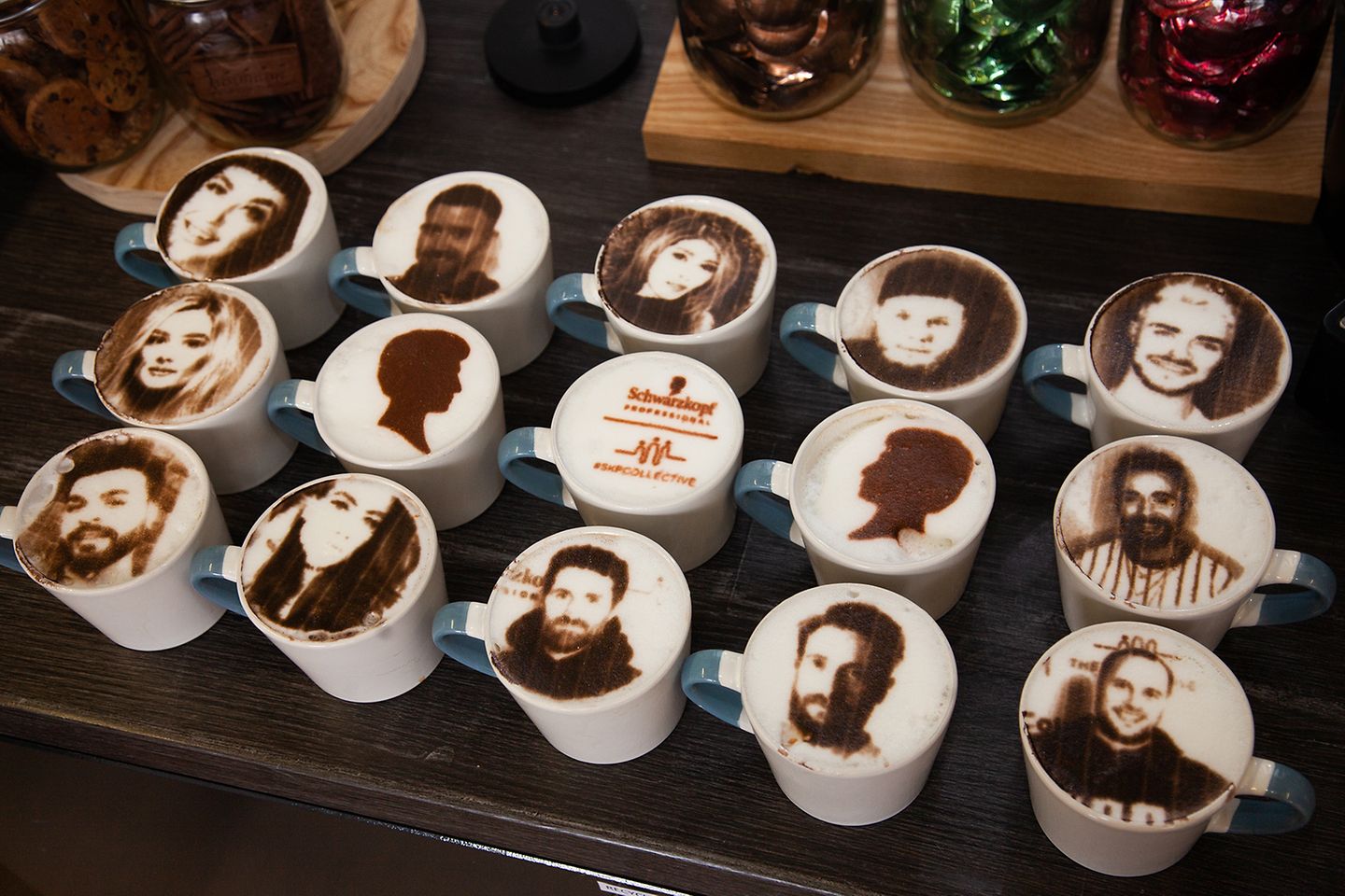 SKPCollective team portraits made with latte art