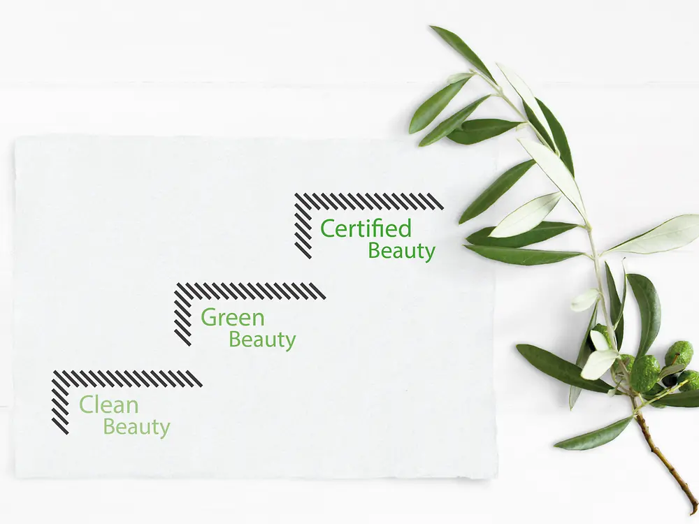 Infographic showing the three categories Clean Beauty – Green Beauty – Certified Beauty